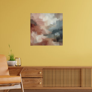 Aardse Abstracte penseelstreekkunst Poster