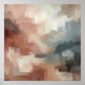 Aardse Abstracte penseelstreekkunst Poster (Voorkant)