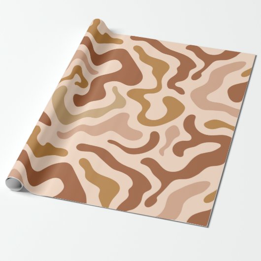 aardse Abstracte retrogolven Cadeaupapier (Uitgerold)