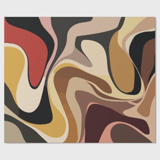 Aardse Abstracte Swirl Art Cadeaupapier (Vlak)