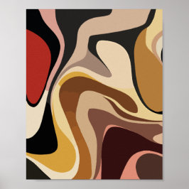 Aardse Abstracte Swirl Art Poster