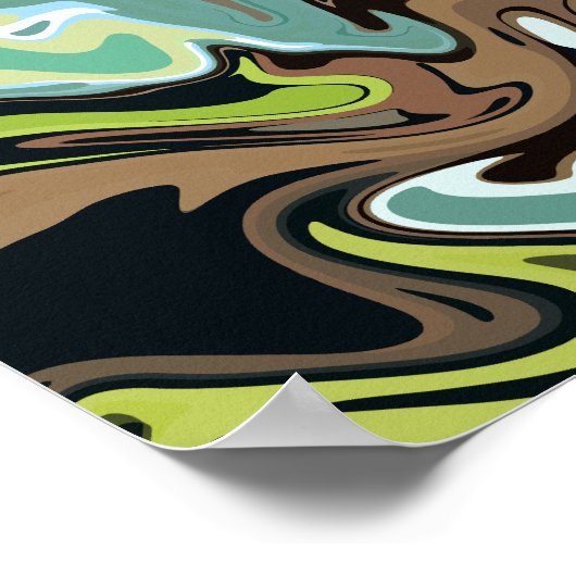 Aardse Abstracte wervelende marmeren ontwerp Poster (Hoek)