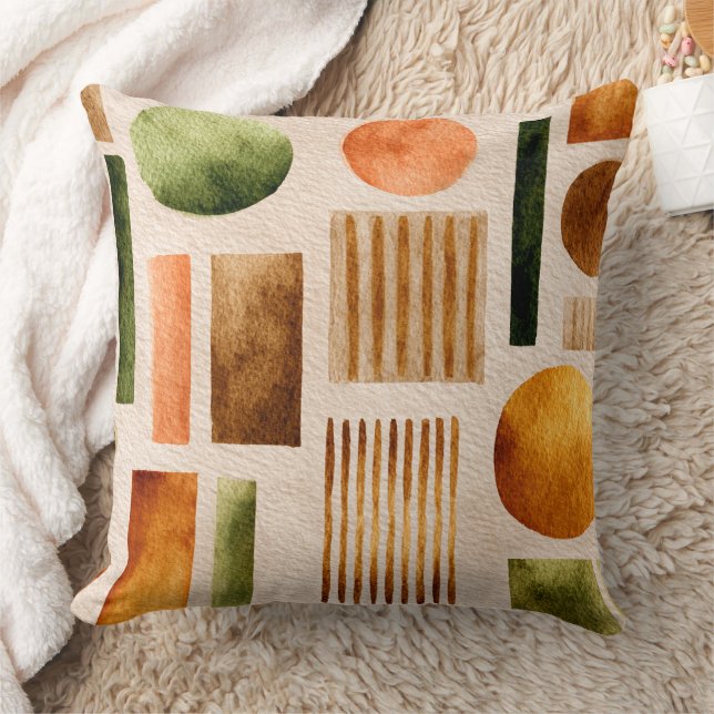 Aardse Aquarel Abstract Patroon - Boho Organisch Kussen (Deken)