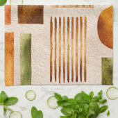 Aardse Aquarel Abstract Patroon - Boho Organisch Theedoek (Gevouwen)