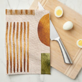 Aardse Aquarel Abstract Patroon - Boho Organisch Theedoek (Quarter Fold)