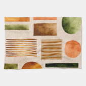 Aardse Aquarel Abstract Patroon - Boho Organisch Theedoek (Horizontaal)