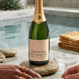 Aardse Arabesk | Terracotta & Salie Gepersonalisee Sparkling Wijnetiket