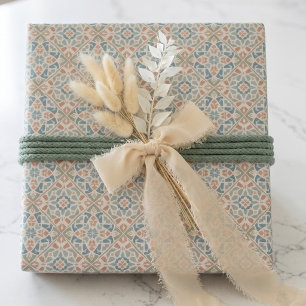 Aardse Arabesk Watercolor Mozaïek Tegels Set van Inpakpapier Vel