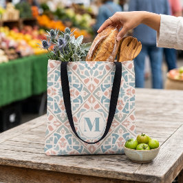 Aardse Arabesk | Waterverf Mozaïek Aangepaste Lett Tote Bag