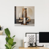 Aardse Architectuur: Geometrische Harmonie Poster (Thuiskantoor)