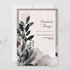 Aardse Avant-Garde Foliage Wedding Kaart