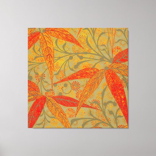 Aardse Bamboe Kunst Vintage Print Oranje  (Voorkant)