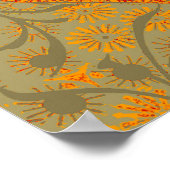 Aardse Bamboe Kunst Vintage Print Oranje  (Hoek)