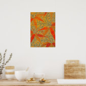 Aardse Bamboe Kunst Vintage Print Oranje  (Keuken)