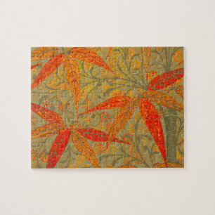 Aardse Bamboe Kunstprint Oranje  Legpuzzel