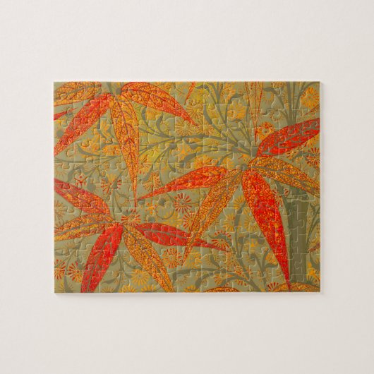Aardse Bamboe Kunstprint Oranje Legpuzzel (Horizontaal)