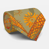 Aardse Bamboe Kunstprint Oranje  Stropdas (Opgerold)