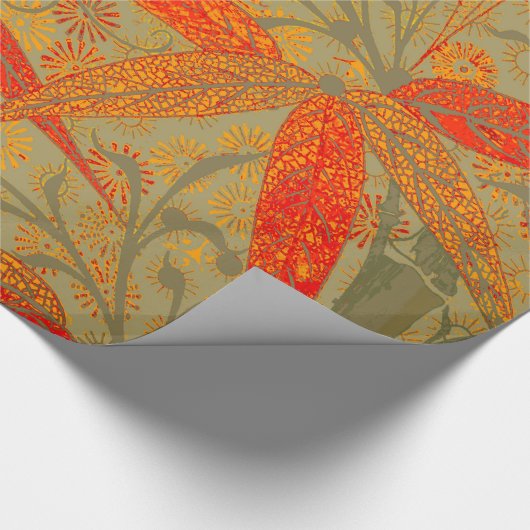 Aardse Bamboo Art  Print Sinaasappel Cadeaupapier (Hoek)