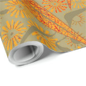 Aardse Bamboo Art Print Sinaasappel Cadeaupapier (Rol Hoek)