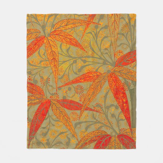 Aardse Bamboo Art  Print Sinaasappel Fleece Deken (Voorkant)