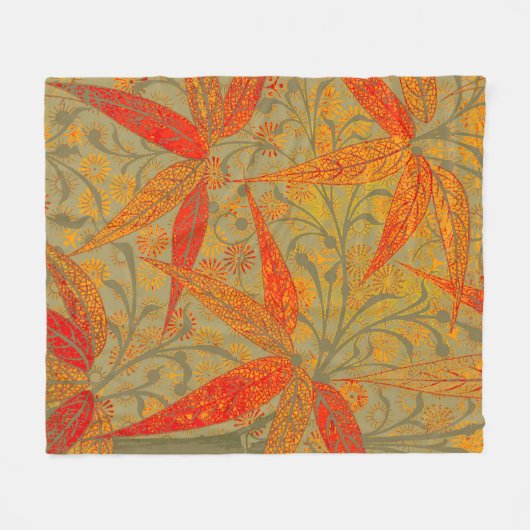 Aardse Bamboo Art  Print Sinaasappel Fleece Deken (Voorkant (Horizontaal))