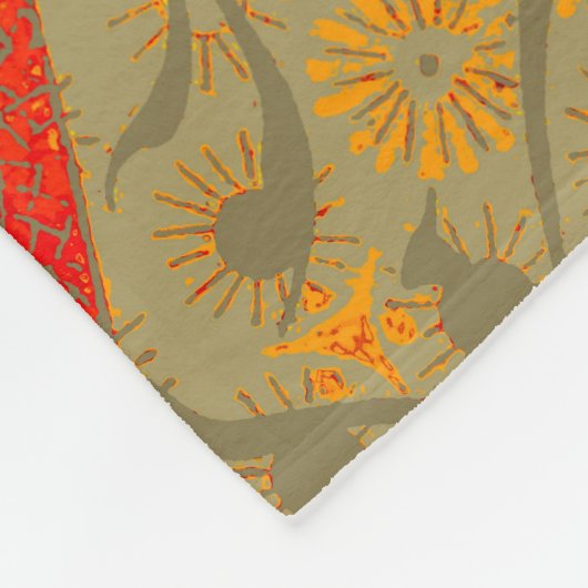 Aardse Bamboo Art  Print Sinaasappel Fleece Deken (Hoek)