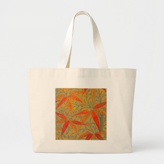 Aardse Bamboo Art  Print Sinaasappel Grote Tote Bag (Voorkant)