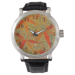 Aardse Bamboo Art  Print Sinaasappel Horloge