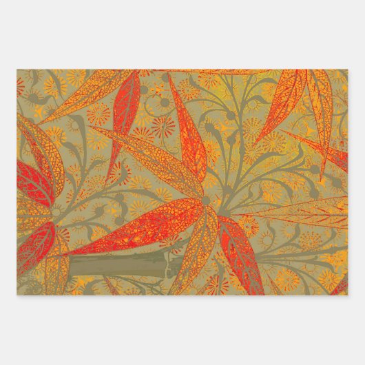 Aardse Bamboo Art  Print Sinaasappel Inpakpapier Vel (Voorkant 2)