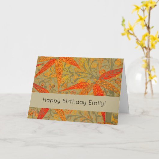 Aardse Bamboo Art  Print Sinaasappel Kaart (Gele Bloem)