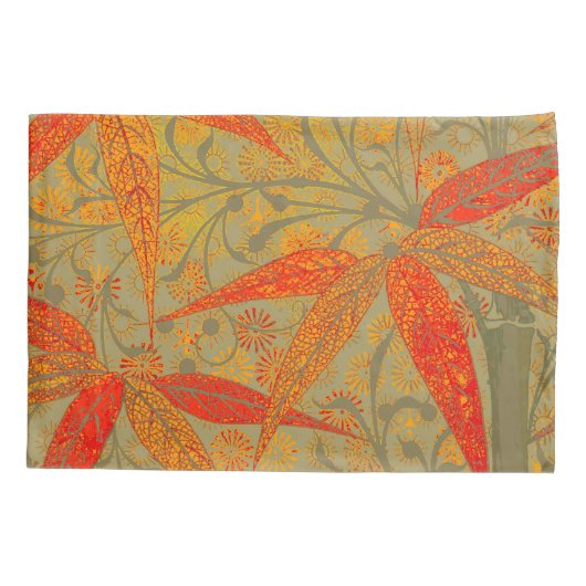 Aardse Bamboo Art  Print Sinaasappel Kussensloop (Achterkant)