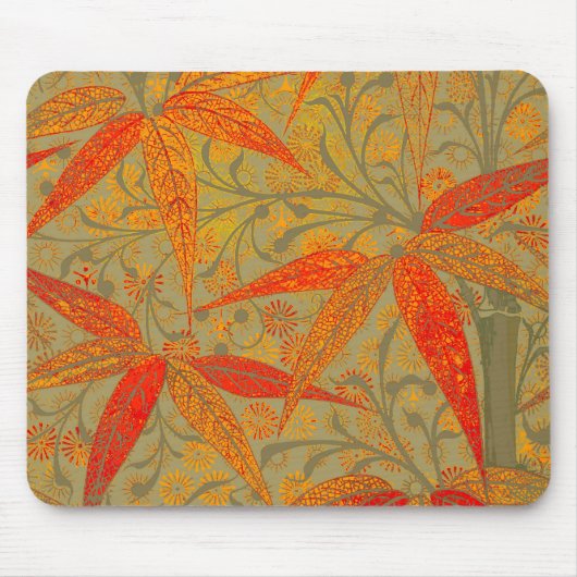 Aardse Bamboo Art Print Sinaasappel Muismat (Voorkant)