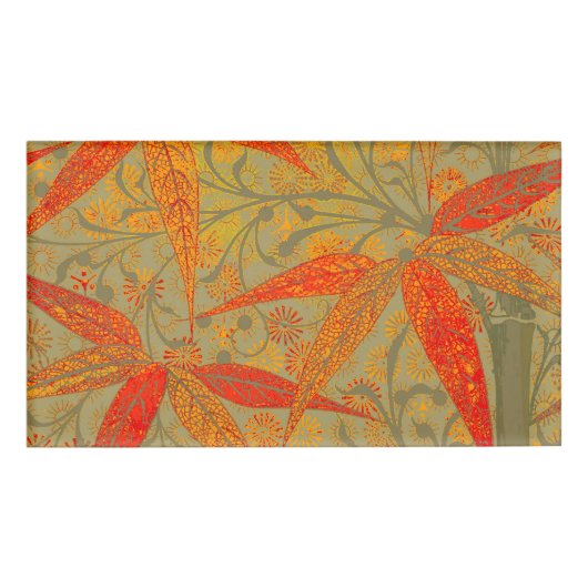 Aardse Bamboo Art Print Sinaasappel Naambadge (Voorkant)