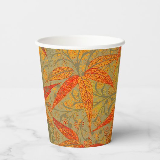 Aardse Bamboo Art  Print Sinaasappel Papieren Bekers (Achterkant)