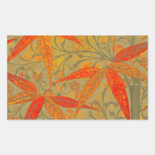 Aardse Bamboo Art  Print Sinaasappel Rechthoekige Sticker