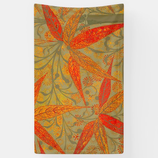 Aardse Bamboo Art  Print Sinaasappel Spandoek (Verticaal)