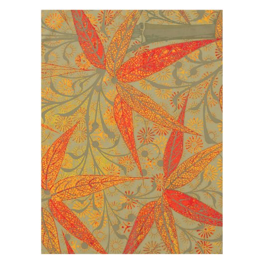 Aardse Bamboo Art  Print Sinaasappel Tafelkleed (Voorkant)