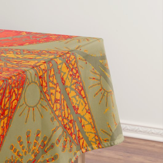 Aardse Bamboo Art  Print Sinaasappel Tafelkleed (Voorbeeld)