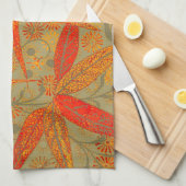 Aardse Bamboo Art  Print Sinaasappel Theedoek (Quarter Fold)