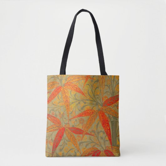 Aardse Bamboo Art  Print Sinaasappel Tote Bag (Voorkant)