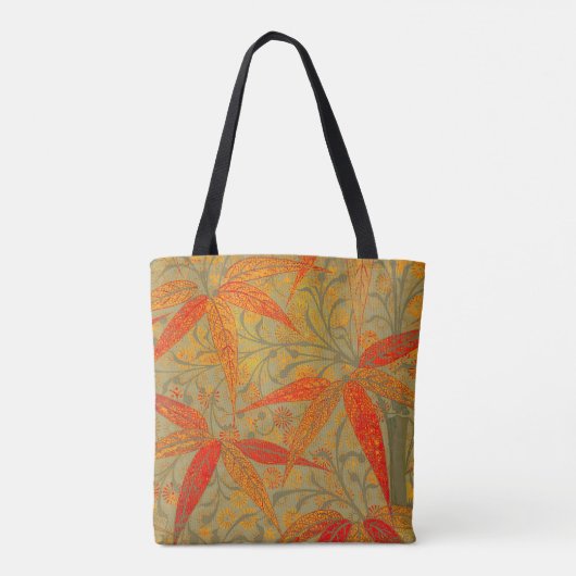 Aardse Bamboo Art  Print Sinaasappel Tote Bag (Achterkant)