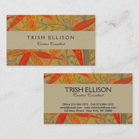 Aardse Bamboo Art Print Sinaasappel Visitekaartje (Voorkant / Achterkant)