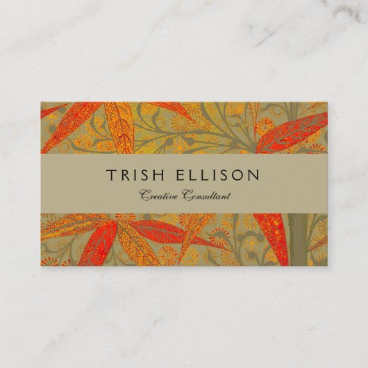 Aardse Bamboo Art Print Sinaasappel Visitekaartje (Voorkant)