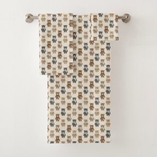 Aardse Beerpatroon Kinderhanddoekenset Bad Handdoek