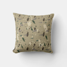 Aardse Beige Camo Natuur Kleuren Paint Splatter Kussen