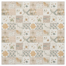 Aardse Beige Patchwork Dekbed Vintage Cottagecore