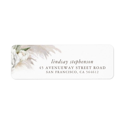 Aardse Bladgroen Pampas Gras Boho Etiket (Voorkant)