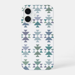 Aardse Blauw Groene Geometrische Driehoek Azteek P iPhone 16 Hoesje
