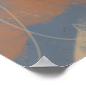 Aardse Blauwe Abstracte Kwaststreek Poster (Hoek)