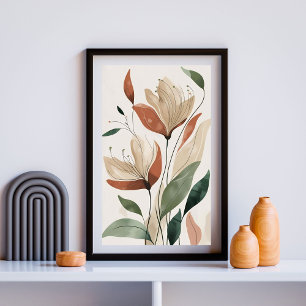 Aardse bloei - Abstracte botanische muurkunst III Poster